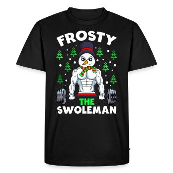 Ugly Christmas Bodybuilder Snowman - Men's Premium Organic T-Shirt - black - Front - Nico (187cm)