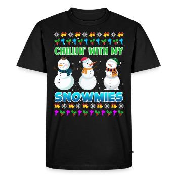 Chillin with my Snowmies funny snowman - Men's Premium Organic T-Shirt - black - Front - Nico (187cm)