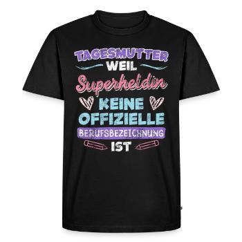 Super-héros n’est pas un titre d’emploi assistante maternelle - T-shirt Premium bio Homme - noir - Devant - Nico (187cm)