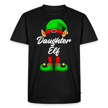 Fille Elfe de la famille Christmas - T-shirt Premium bio Homme - noir - Devant - Nico (187cm)