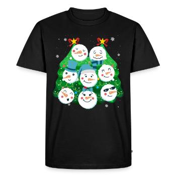 Christmas tree Snowmies Snowman - Men's Premium Organic T-Shirt - black - Front - Nico (187cm)