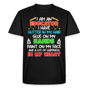 Glitter in hair Sticking to the hands Educator - Men's Premium Organic T-Shirt - black - Front - Nico (187cm)