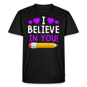 Maître Je crois en toi enseignant - T-shirt Premium bio Homme - noir - Devant - Nico (187cm)