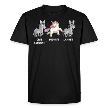 Licorne Avocate fonctionnaire Je suis sage-femme - T-shirt Premium bio Homme - noir - Devant - Nico (187cm)