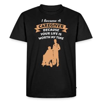 Votre vie est importante pour moi Je suis infirmière gériatrique - T-shirt Premium bio Homme - noir - Devant - Nico (187cm)