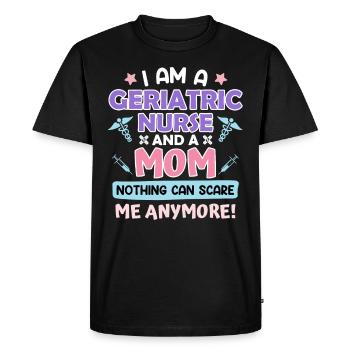 Rien ne peut me faire peur maman & infirmière gériatrique - T-shirt Premium bio Homme - noir - Devant - Nico (187cm)