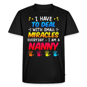 Je fais face à des miracles tous les jours assistante maternelle - T-shirt Premium bio Homme - noir - Devant - Nico (187cm)