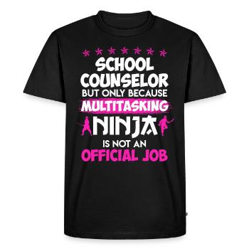 Multitâche Ninja n’est pas un travail Compagnon d’école - T-shirt Premium bio Homme - noir - Devant - Nico (187cm)