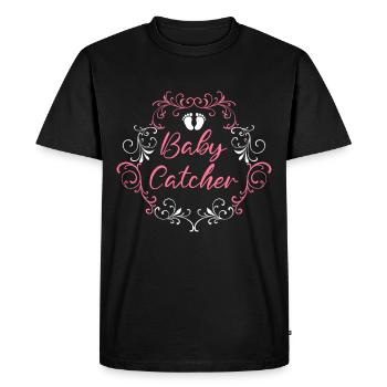 Doula Je suis la sage-femme attrape-bébé - T-shirt Premium bio Homme - noir - Devant - Nico (187cm)