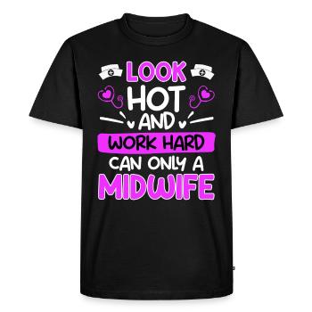 Seule une sage-femme peut travailler dur et bien paraître - T-shirt Premium bio Homme - noir - Devant - Nico (187cm)