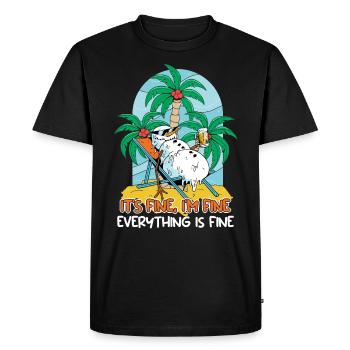 Everything is fine Schneemann sun lounger - Men's Premium Organic T-Shirt - black - Front - Nico (187cm)