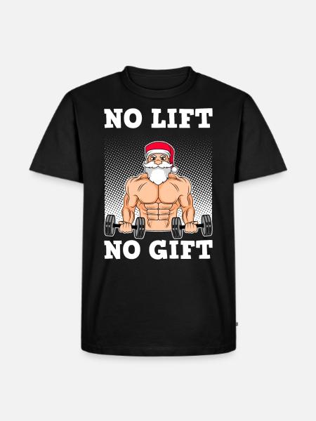 No Lift no Gift jultomten med Sixpack Bodybuilder - Ekologisk premium-T-shirt herr - svart