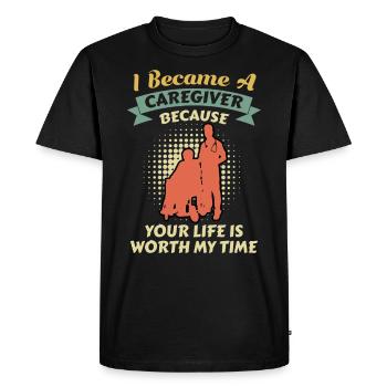 Votre vie est importante pour moi Je suis infirmière gériatrique - T-shirt Premium bio Homme - noir - Devant - Nico (187cm)