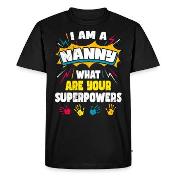 Quels sont vos superpouvoirs ? Je suis assistante maternelle - T-shirt Premium bio Homme - noir - Devant - Nico (187cm)