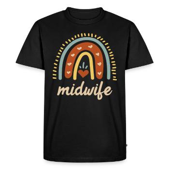 J’aime les enfants arc-en-ciel Je suis sage-femme - T-shirt Premium bio Homme - noir - Devant - Nico (187cm)