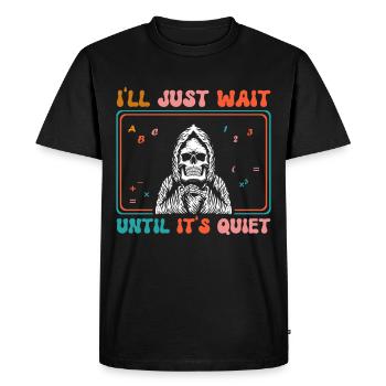 J’attends juste que ce soit tranquille Halloween - T-shirt Premium bio Homme - noir - Devant - Nico (187cm)