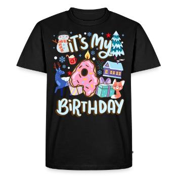 C’est mon beignet de vacances bonhomme de neige de 4 ans - T-shirt Premium bio Homme - noir - Devant - Nico (187cm)