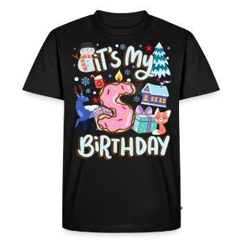C’est mon beignet de vacances de bonhomme de neige de 5 ans - T-shirt Premium bio Homme - noir - Devant - Nico (187cm)