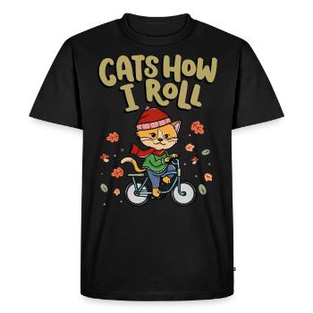 Cats How I Roll Cycling Cycling - Men's Premium Organic T-Shirt - black - Front - Nico (187cm)