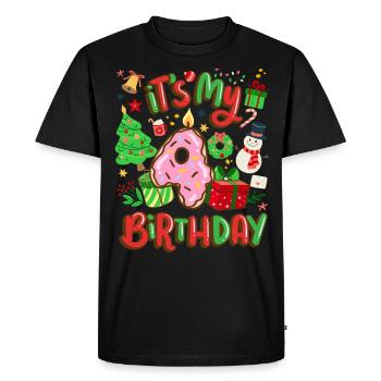 C’est mon Noël de bonhomme de neige de 4 ans - T-shirt Premium bio Homme - noir - Devant - Nico (187cm)