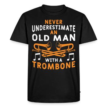 Ne sous-estimez pas un vieil homme avec un trombone - T-shirt Premium bio Homme - noir - Devant - Nico (187cm)