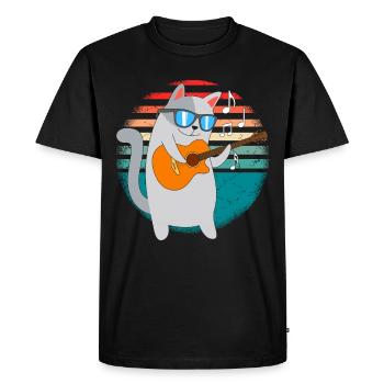 Katzenjammer Katze joue de la guitare - T-shirt Premium bio Homme - noir - Devant - Nico (187cm)