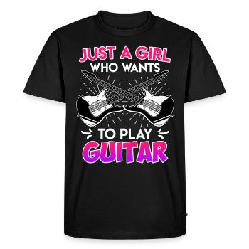 Seulement une fille qui aime jouer de la guitare - T-shirt Premium bio Homme - noir - Devant - Nico (187cm)