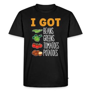 J’ai des haricots verts tomates pommes de terre - T-shirt Premium bio Homme - noir - Devant - Nico (187cm)