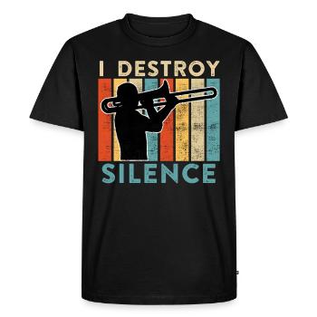 Je détruis le calme que je joue du trombone - T-shirt Premium bio Homme - noir - Devant - Nico (187cm)