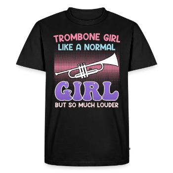 Musicien comme une fille normale seulement trombone fort - T-shirt Premium bio Homme - noir - Devant - Nico (187cm)