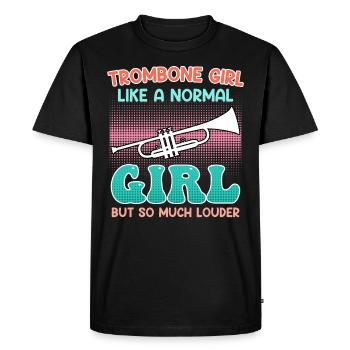 Musicien comme une fille normale seulement trombone fort - T-shirt Premium bio Homme - noir - Devant - Nico (187cm)