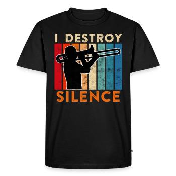 Je détruis le calme que je joue du trombone - T-shirt Premium bio Homme - noir - Devant - Nico (187cm)
