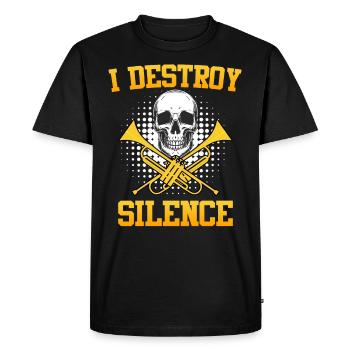 Tromboniste Trompette Je détruis le calme avec le trombone - T-shirt Premium bio Homme - noir - Devant - Nico (187cm)