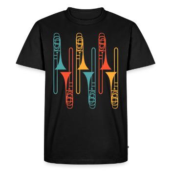 Musicien tromboniste Professeur de musique Je joue du trombone - T-shirt Premium bio Homme - noir - Devant - Nico (187cm)