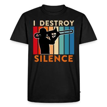Je détruis le calme que je joue du trombone - T-shirt Premium bio Homme - noir - Devant - Nico (187cm)