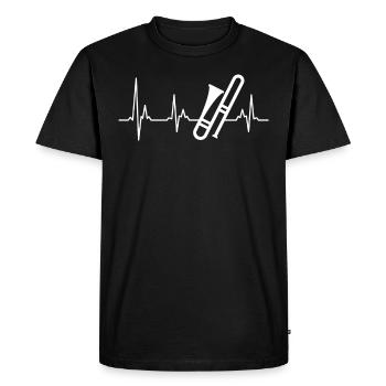 Heartbeat my heart beats pour le trombone - T-shirt Premium bio Homme - noir - Devant - Nico (187cm)