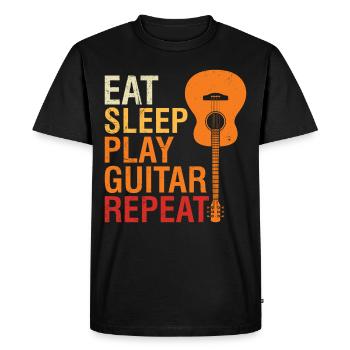 Food sleeping guitar playing guitar - Men's Premium Organic T-Shirt - black - Front - Nico (187cm)