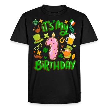 C’est mon donut de vacances 1 anniversaire st. - T-shirt Premium bio Homme - noir - Devant - Nico (187cm)