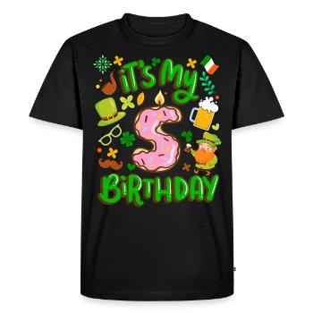 C’est mon beignet de vacances de 5 ans. - T-shirt Premium bio Homme - noir - Devant - Nico (187cm)