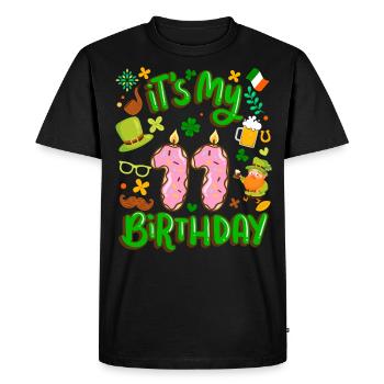 C’est mon beignet de vacances de 11 ans. - T-shirt Premium bio Homme - noir - Devant - Nico (187cm)