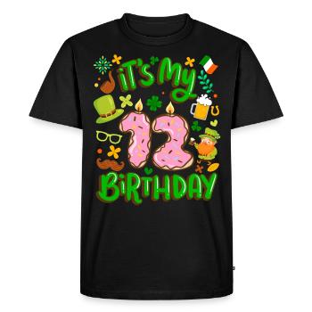 C’est mon beignet de vacances de 12 ans. - T-shirt Premium bio Homme - noir - Devant - Nico (187cm)