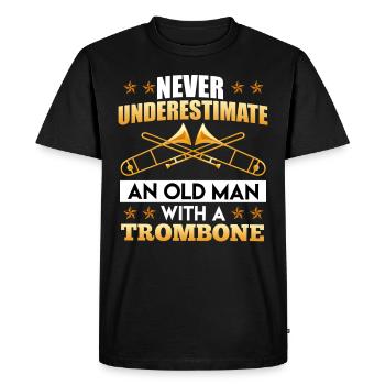 Ne sous-estimez jamais un vieil homme avec un trombone - T-shirt Premium bio Homme - noir - Devant - Nico (187cm)