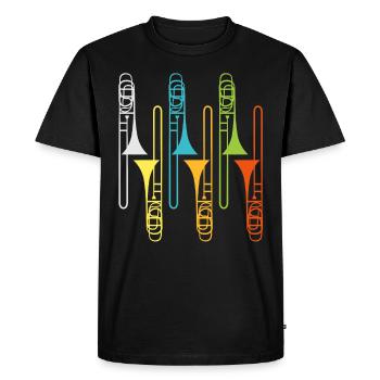 Musicien tromboniste Professeur de musique Je joue du trombone - T-shirt Premium bio Homme - noir - Devant - Nico (187cm)