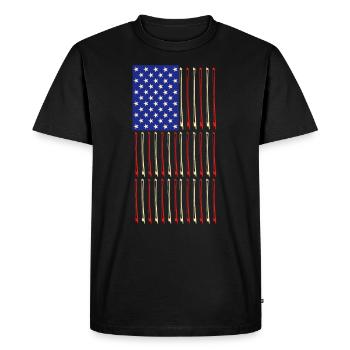 USA flag of bow and violin - Men's Premium Organic T-Shirt - black - Front - Nico (187cm)
