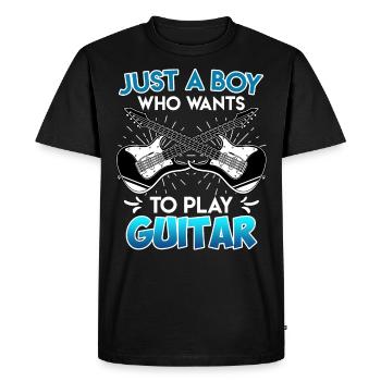 Seulement un garçon qui aime jouer de la guitare - T-shirt Premium bio Homme - noir - Devant - Nico (187cm)
