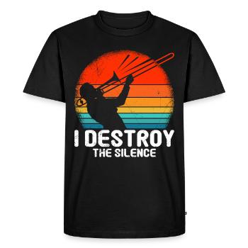 Je détruis le silence avec mon trombone - T-shirt Premium bio Homme - noir - Devant - Nico (187cm)