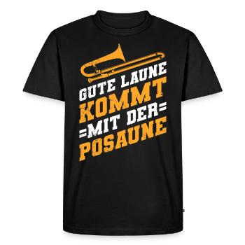 L’humeur vient avec le trombone - T-shirt Premium bio Homme - noir - Devant - Nico (187cm)