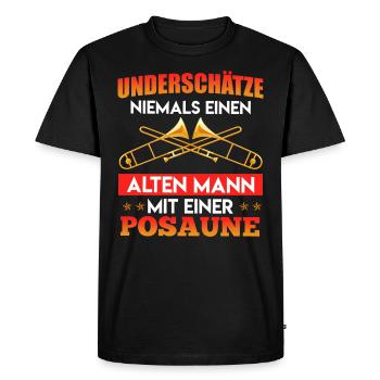 Ne sous-estimez jamais un vieil homme avec un trombone - T-shirt Premium bio Homme - noir - Devant - Nico (187cm)