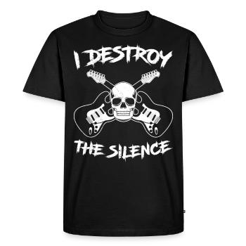 Rock I destroy the silence I play guitar - Men's Premium Organic T-Shirt - black - Front - Nico (187cm)