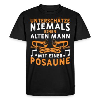 Ne sous-estimez pas un vieil homme avec un trombone - T-shirt Premium bio Homme - noir - Devant - Nico (187cm)